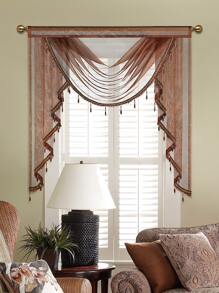 珠子裝飾窗帷 - 巧克力棕 - 查看 1