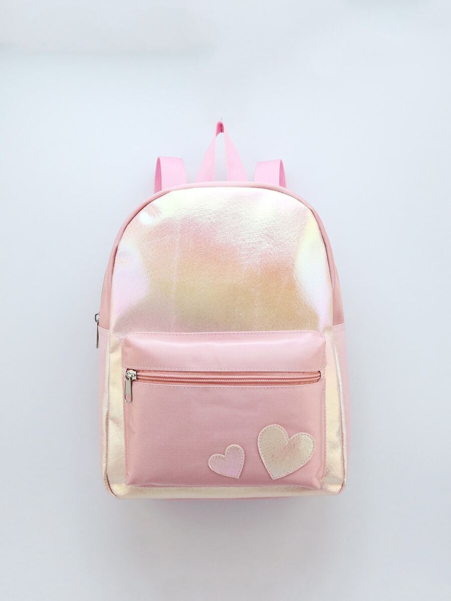 Chicas Mochila con corazón con diseño de parche - Rosa - Ver 1