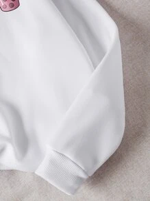 SHEIN EZwear Cartoon Print Drop Shoulder Thermal Lined Sweatshirt - White - View 6