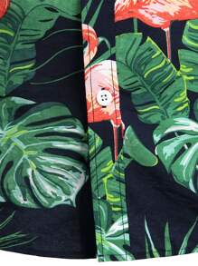 Men Flamingo & Tropical Print Shirt - Multicolor - View 4