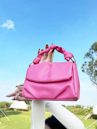 Knot Detail Flap Ruched Bag
