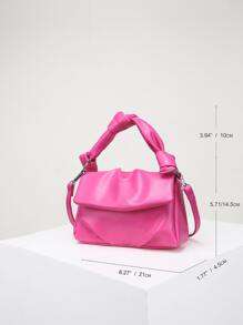 打結細節翻蓋雲朵包 - 玫紅色 - 查看 7