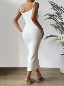 Chiquease 螺紋針織吊帶毛衣洋裝 - 白色 - 查看 2