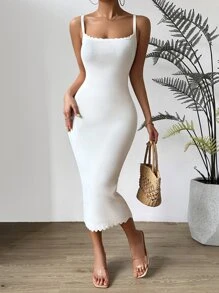 Chiquease 螺紋針織吊帶毛衣洋裝 - 白色 - 查看 5