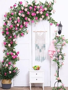 1pc Artificial Flower Vine Decoration - Multicolor - View 1