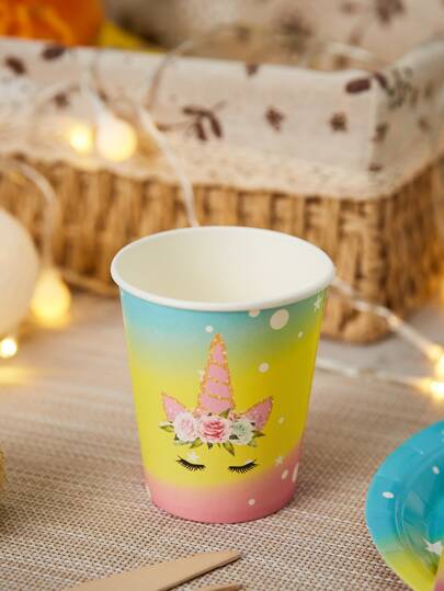 10pcs Unicorn Print Disposable Cup