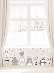 1 件卡通狮子兔子墙贴，家居装饰动物星星墙纸，儿童房婴儿房卧室壁画可爱贴花，贴纸，墙贴花，家居装饰乙烯基贴花，春季装饰品让您的家焕然一新，Rama 装饰贴纸 - 彩色 - 查看 2