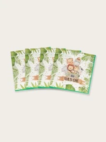 25 pieces/set jungle wildlife disposable napkins, 13*13 inches 2 layers, party napkins dinner napkins animal paper napkins wildlife napkins jungle theme party napkins suitable for baby shower birthday party - Multicolor - View 2