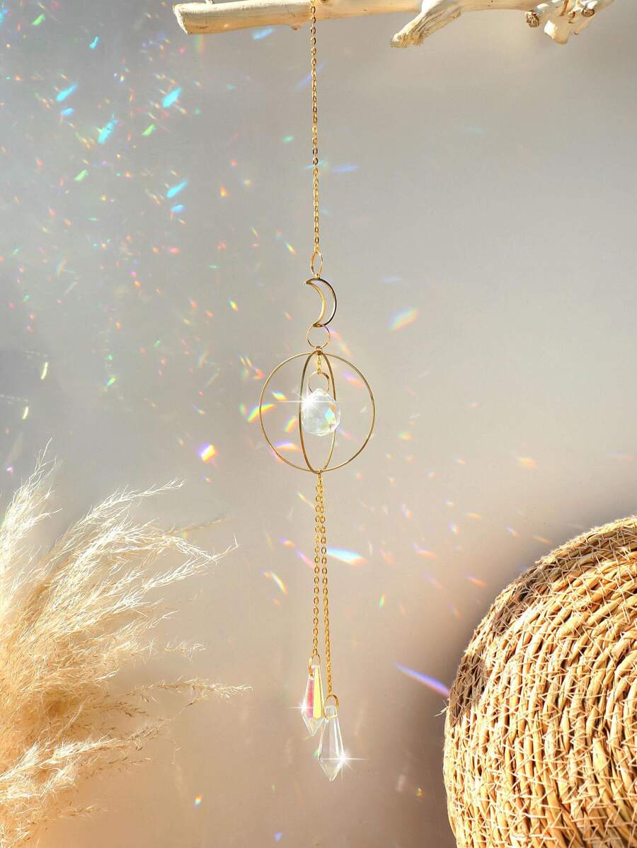 1 pieza Colgante de pared con diseño de luna cristal