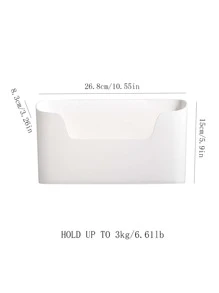 1pc Wall Mounted Storage Box,Minimalist Plain Storage Rack For Home - White - View 2