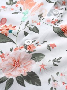 Manfinity RSRT Men Floral Print Shirt & Drawstring Waist Shorts - Black and White - View 4