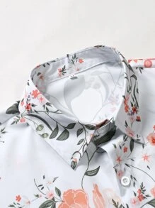 Manfinity RSRT Men Floral Print Shirt & Drawstring Waist Shorts - Black and White - View 5