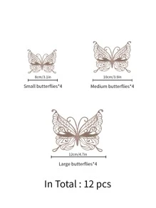 12 piezas de pegatinas de pared de papel de mariposas huecas en 3D y láser holográficas para decoración, decoración de pared de mariposas 3D autoadhesivas creativas para el hogar, lindas pegatinas de mariposas brillantes para adornar pasteles, suministros para fiestas, diseño creativo de pegatinas de mariposas para vacaciones y fiestas, decoración hogareña romántica especial para embellecer y aumentar la felicidad, pegatinas de arte de pared para bodas y fiestas, decoración de oficinas, escuelas y regalos para aniversarios, San Valentín, Navidad y otras festividades - Oro rosa - Ver 4