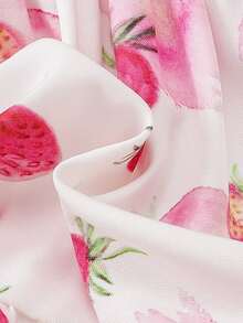 Baby Girl Casual Strawberry Print Dress, Summer - White - View 7