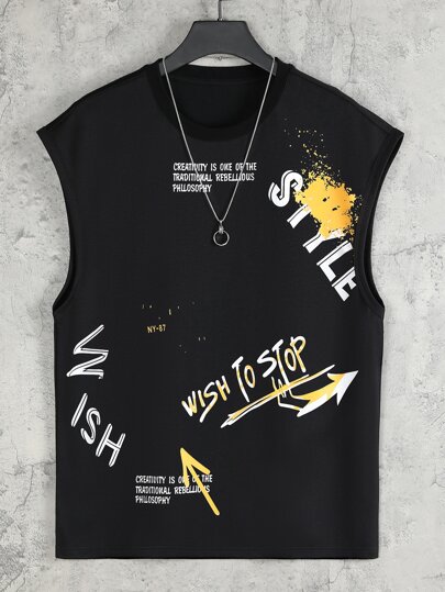لباس علوي تانك بطباعة شعار للرجال