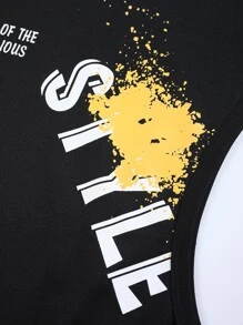 Manfinity 男士標語圖案背心上衣 - 黑色 - 查看 3