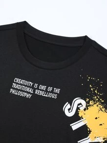 Manfinity 男士標語圖案背心上衣 - 黑色 - 查看 4