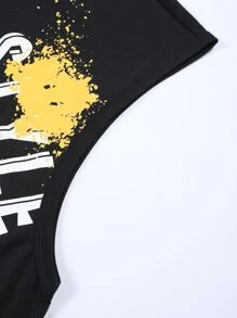 Manfinity 男士標語圖案背心上衣 - 黑色 - 查看 5