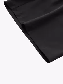 Men Drawstring Waist Shorts - Black - View 3