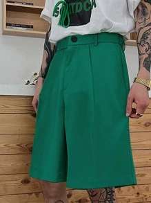 Manfinity Men Slant Pocket Bermuda Shorts - Green - View 4