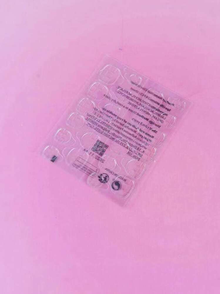 ROMWE Kawaii 24 piezas Uña postiza con diseño de diamante de imitación & 1 hoja cinta - Rosa Pálido - Añade 5