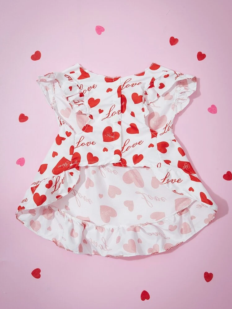 PETSIN Heart & Letter Graphic Ruffle Trim Pet Dress - Multicolor - View 6