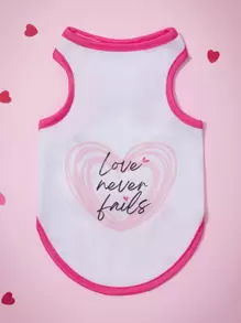 PETSIN 1pc Heart & Letter Graphic Pet Tank - Multicolor - View 1
