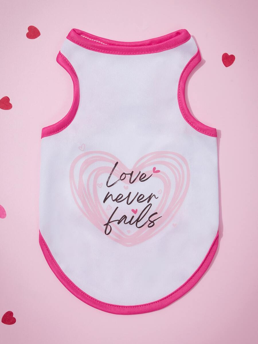 PETSIN 1pc Heart & Letter Graphic Pet Tank - Multicolor - View 1