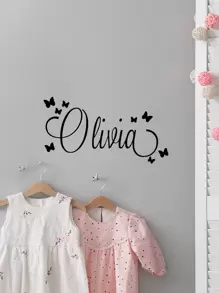 1pc Butterfly Heart-shaped Wall Sticker For Nursery Kids Room, Decoration Vinyl Sticker Bedroom Home decor - Black - View 1