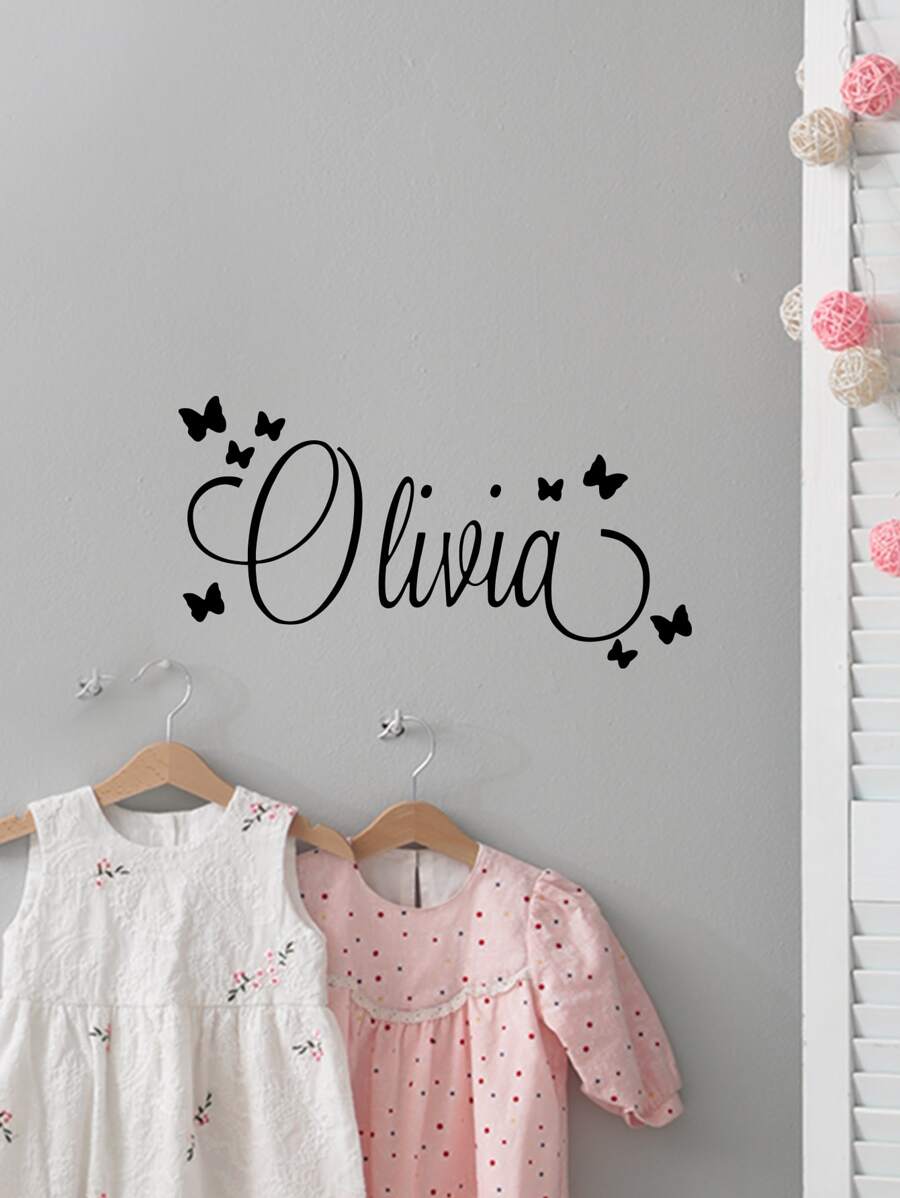1pc Butterfly Heart-shaped Wall Sticker For Nursery Kids Room, Decoration Vinyl Sticker Bedroom Home decor - Black - View 1