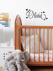 1pc Butterfly Heart-shaped Wall Sticker For Nursery Kids Room, Decoration Vinyl Sticker Bedroom Home decor - Black - View 2