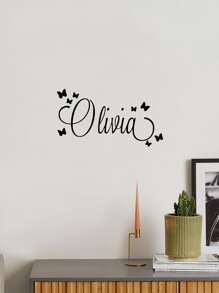1pc Butterfly Heart-shaped Wall Sticker For Nursery Kids Room, Decoration Vinyl Sticker Bedroom Home decor - Black - View 3