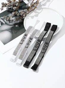 2pairs Rhinestone Letter Bra Strap, For R Ave - Multicolor - View 1
