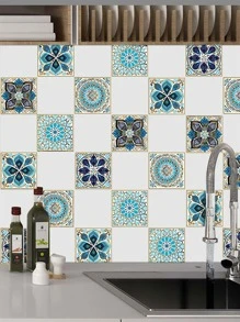 10入組曼陀羅圖案啞光瓷磚地板貼紙 - 彩色 - 查看 4