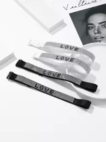 2pairs Rhinestone Letter Bra Strap, For R Ave - Multicolor - View 3