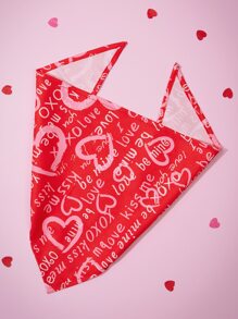 1pc Heart Print Pet Bandana - Multicolor - View 1