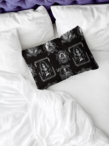 ROMWE Goth 人像和骷髏圖案靠墊套不附帶墊芯 - 彩色 - 查看 3