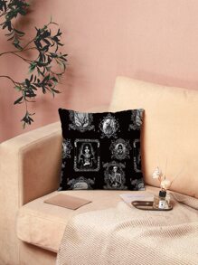 ROMWE Goth 人像和骷髏圖案靠墊套不附帶墊芯 - 彩色 - 查看 5
