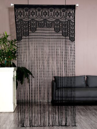 1入組花卉圖案流蘇窗簾