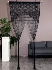 1pc Floral Pattern Tassel Curtain