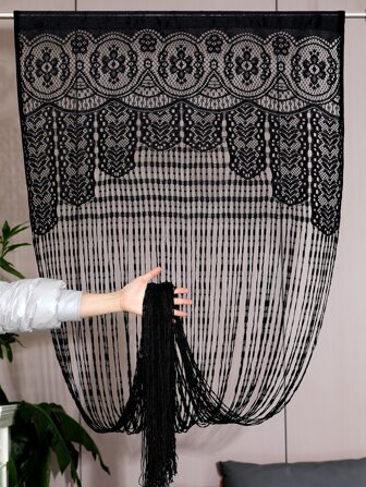 1pc Floral Pattern Tassel Curtain