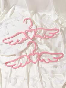 ROMWE Kawaii 2pcs Heart & Wing Design Hanger - Pink - View 1