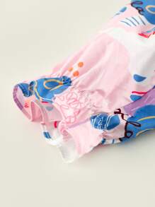 Niñitas 1 pieza conejo & con estampado de dibujos animados de manga raglán Top & 1 pieza Pantalones - Multicolor - Ver 4