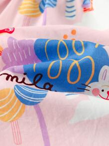 Niñitas 1 pieza conejo & con estampado de dibujos animados de manga raglán Top & 1 pieza Pantalones - Multicolor - Ver 9