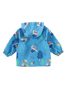 小男童卡通圖案翻蓋口袋連帽夾克