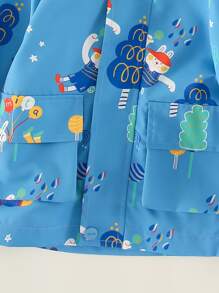 小男童卡通圖案翻蓋口袋連帽夾克