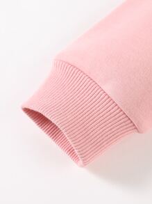 男孩花卉和字母圖案加絨內裏連帽衫