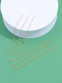 6入組85mm時尚簡約優雅的鏈條流蘇吊墜Diy耳環吊墜，鍍銅18K金配件，供Diy使用 - 金黃色 - 查看 1