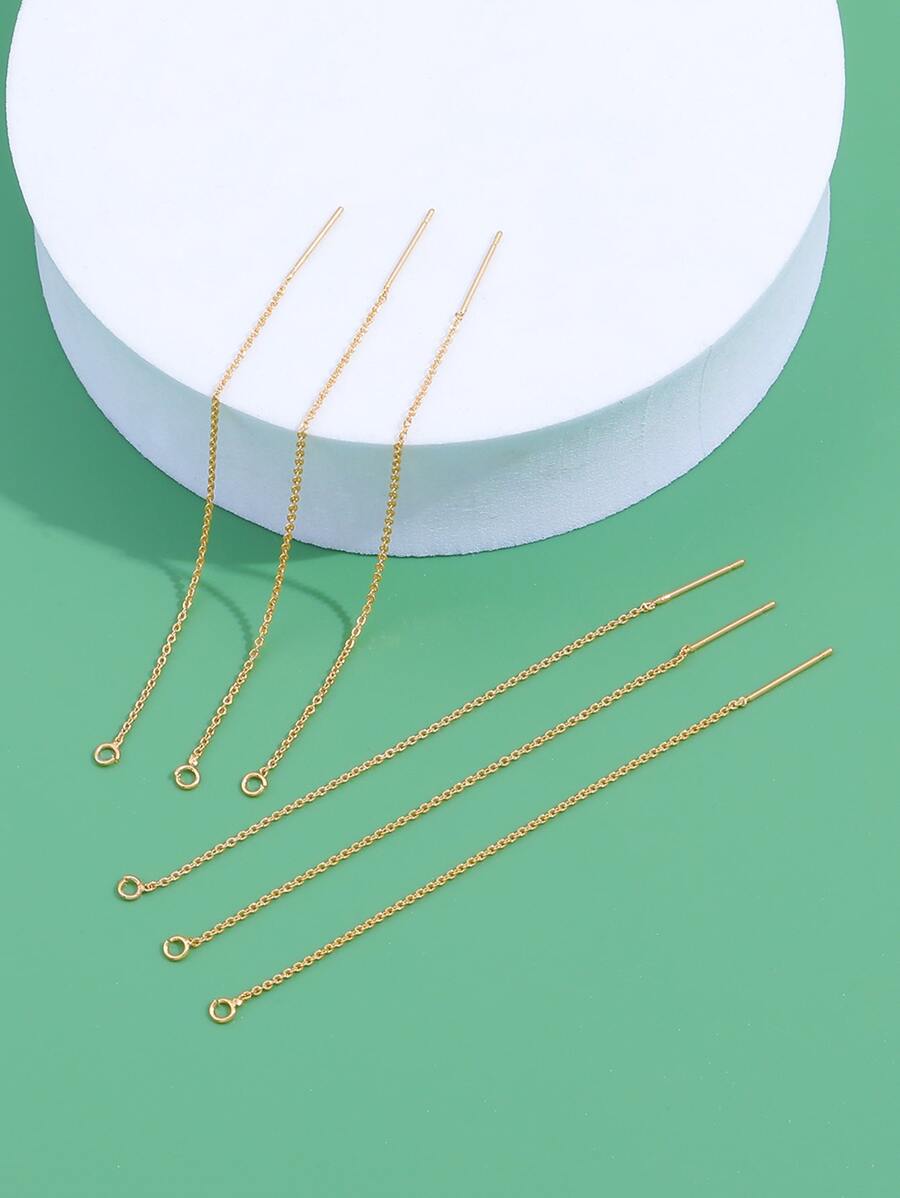 6入組85mm時尚簡約優雅的鏈條流蘇吊墜Diy耳環吊墜，鍍銅18K金配件，供Diy使用 - 金黃色 - 查看 1