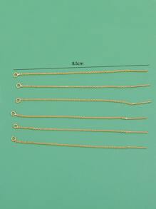 6入組85mm時尚簡約優雅的鏈條流蘇吊墜Diy耳環吊墜，鍍銅18K金配件，供Diy使用 - 金黃色 - 查看 3